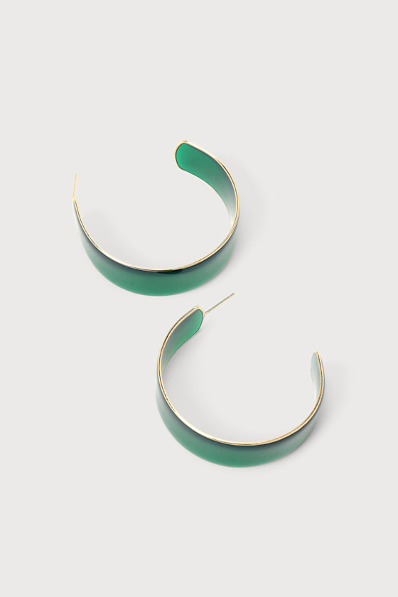 Green Floral Hoop Earrings - RESTOCK