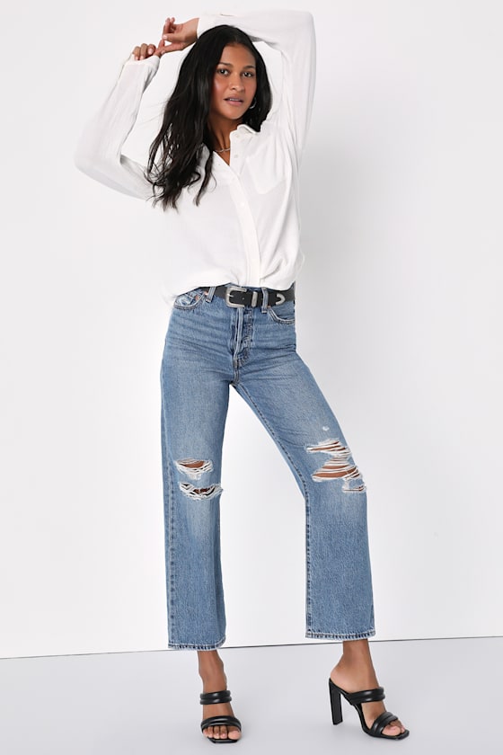 White Casual Buttoned Top