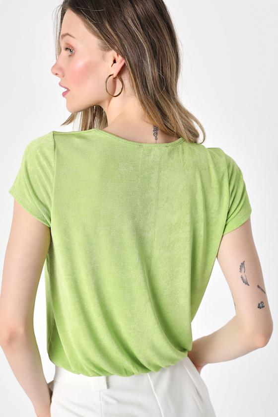 Bubble Hem Knit Top - Lemon main image 0