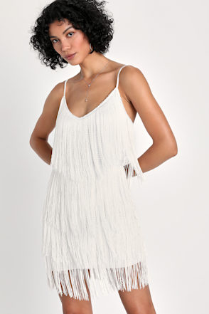 get in the groove emerald green sequin fringe bodycon dress White Champagne sequin