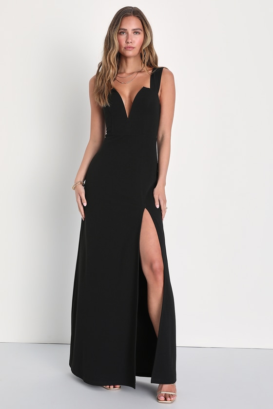 Sexy Black Dress - Plunging Maxi Dress - Mermaid Maxi Dress - Lulus