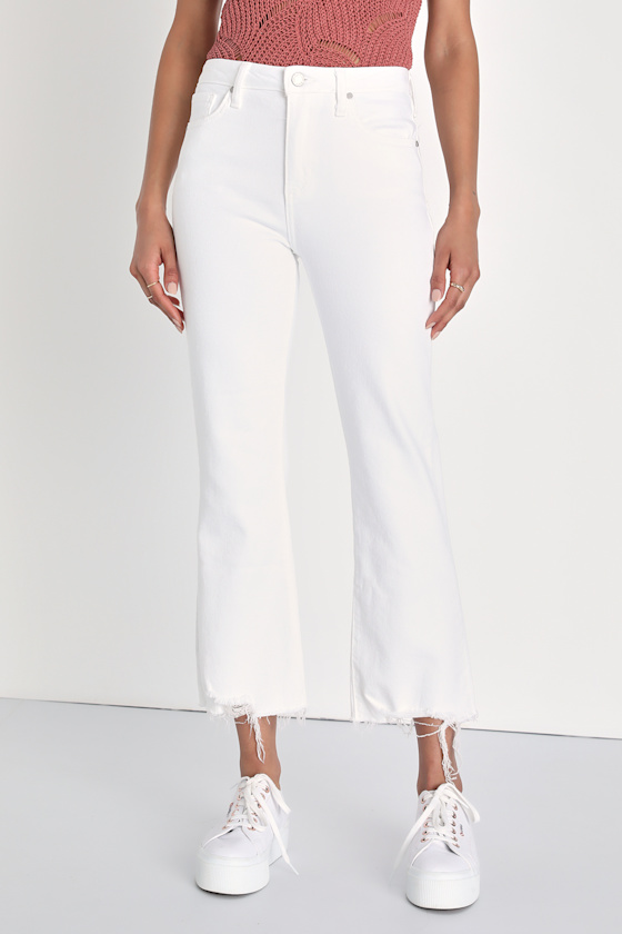 White High Rise Darted Crop Jeans