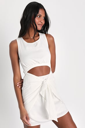 white christmas dresses Kora Front Cut Out Mini Dress – Madida Clothing main image 0