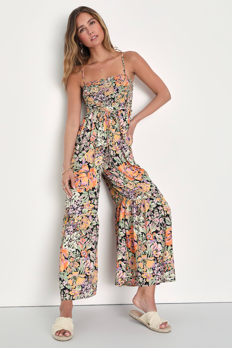 Smocked Sleeveless Jumpsuit