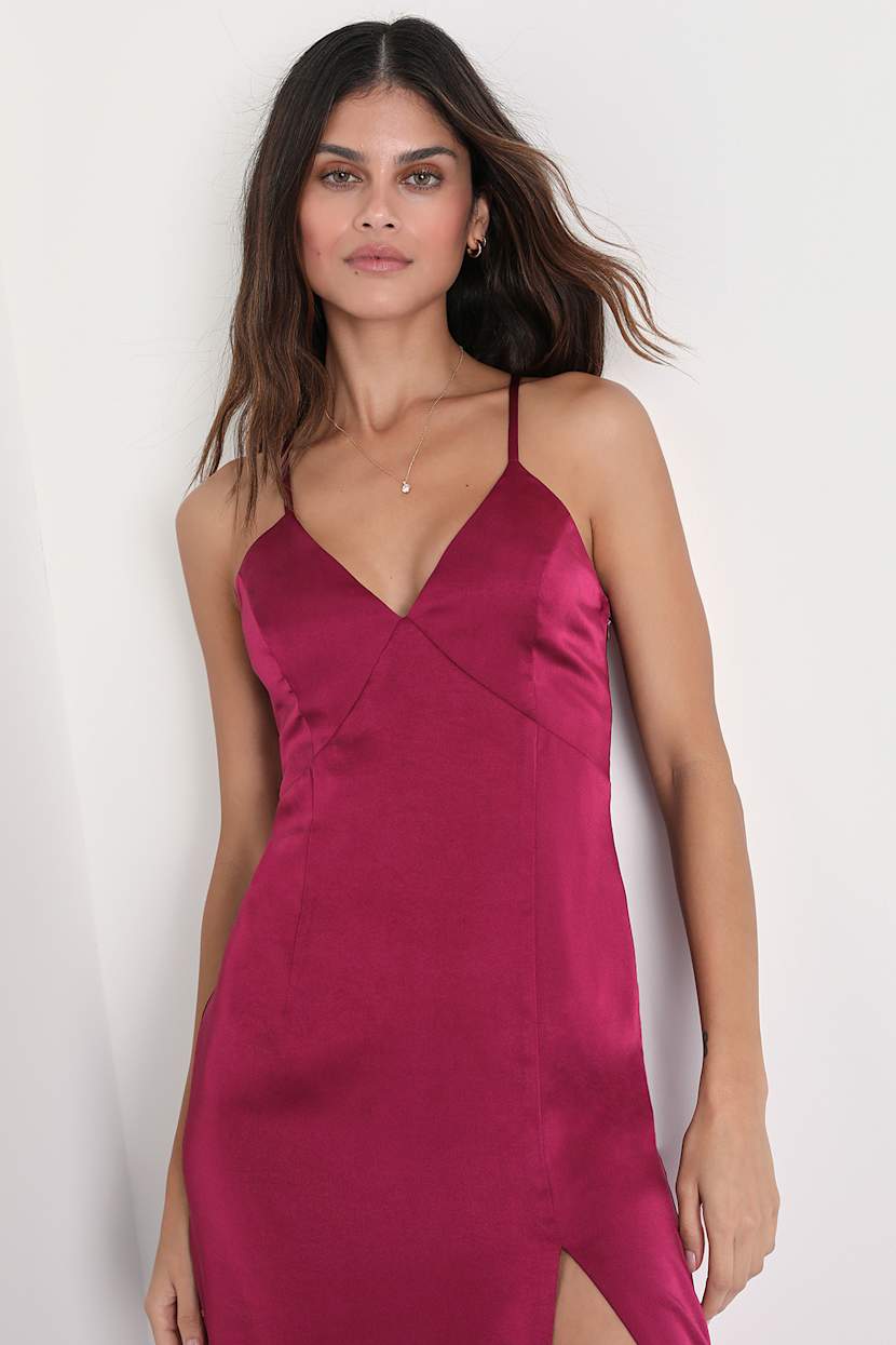 Chic Burgundy Maxi - Satin Dress - Slip Dress - Sexy Maxi Dress - Lulus