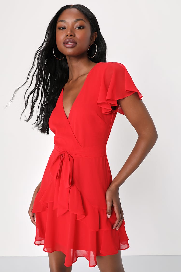 Sweet Like You Red Ruffled Mini Dress