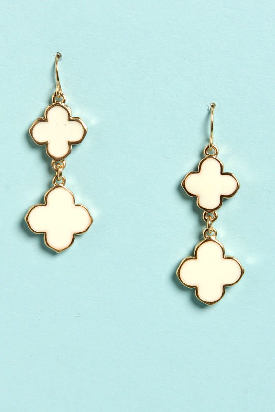 Pretty Clover Earrings - Ivory Earrings - Drop Earrings - $13.00 - Lulus