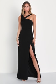 Adored Attention Black Asymmetrical Sleeveless Maxi Dress