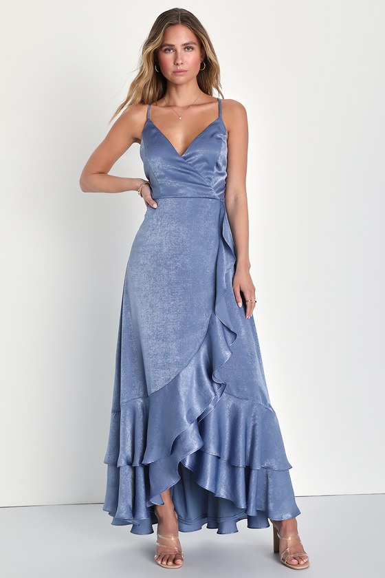In Love Forever Slate High-Low Maxi Dress