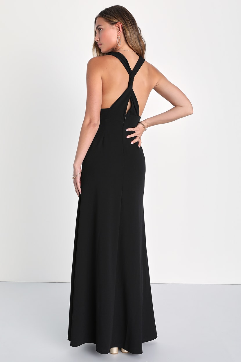 Alluring Black Dress - Twist-Back Dress - Mermaid Maxi Dress - Lulus