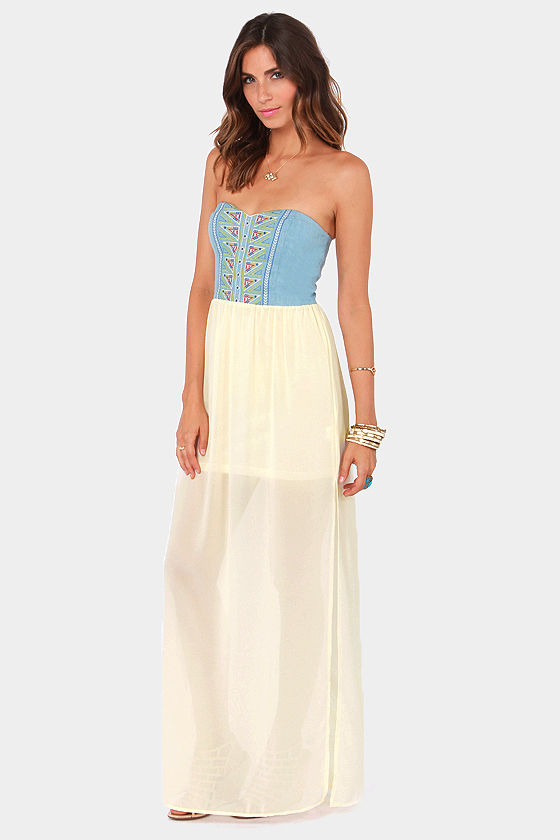 Cute Embroidered Dress - Maxi Dress - Blue Dress - $49.00 - Lulus