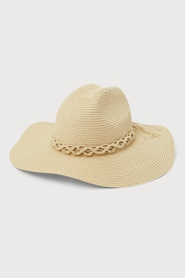 West Coast Wandering Women's Beige Straw Fedora Hat with Floppy Brim
