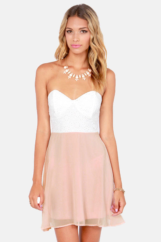 Eyelet Lace Dress - Pink Dress - Strapless Dress - $48.00 - Lulus