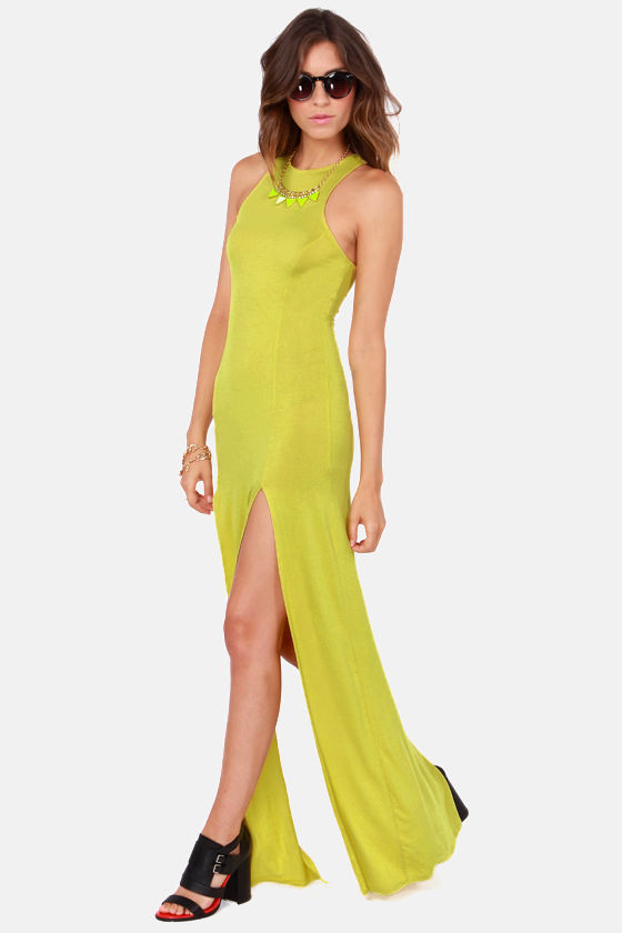 Cute Chartreuse Dress - Maxi Dress - Racerback Dress - $41.00