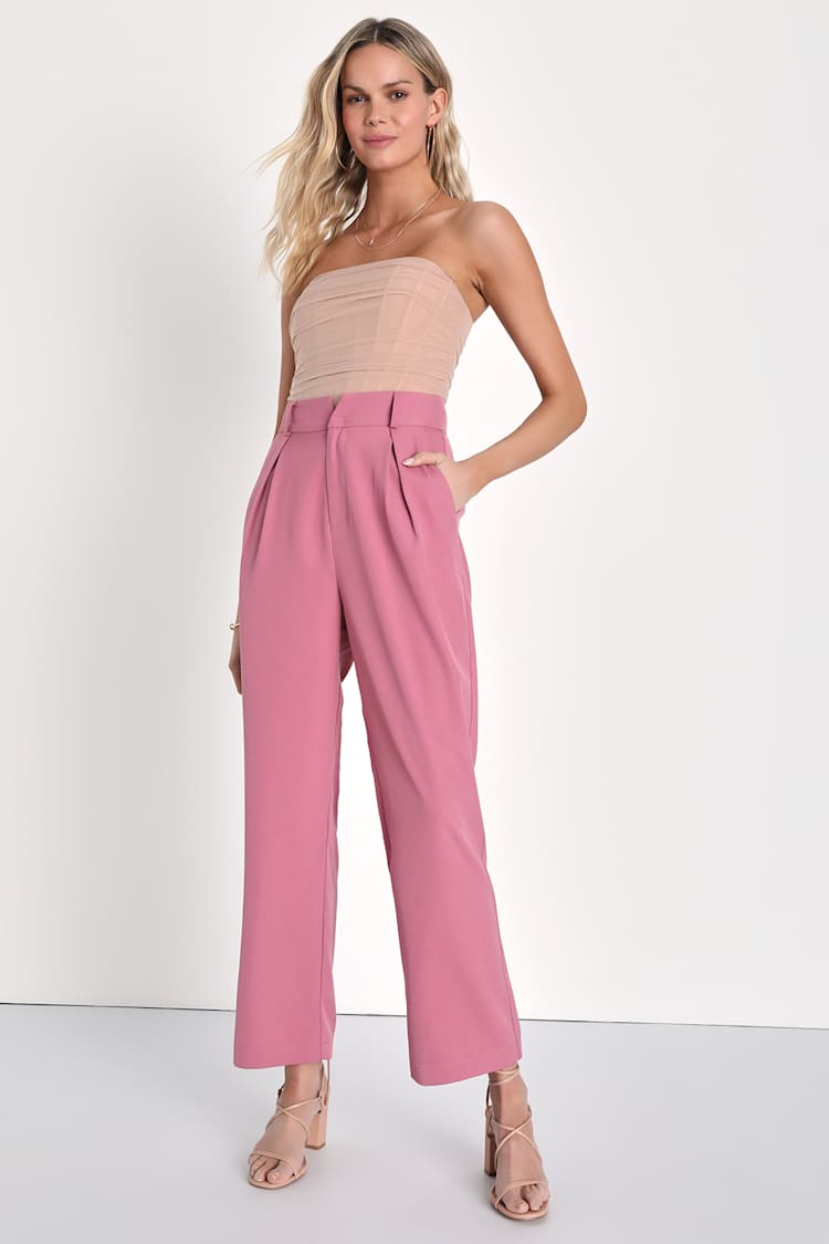 Mauve Trouser Pants - High-Waisted Pants - Straight Leg Trousers - Lulus
