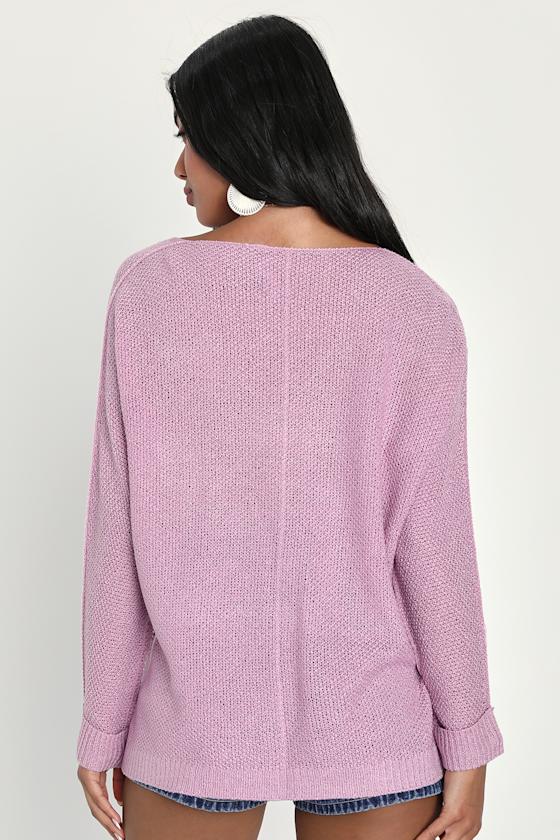 Maya V Neck Slit Sweater Lilac