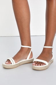 Iriala White Raffia Flatform Espadrille Sandals