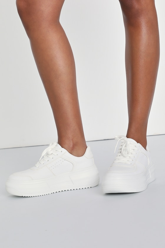 Steve Madden Perrin White Flatform Sneakers