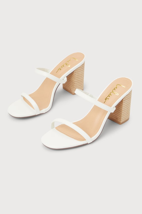 Lulus Ariellie White Stacked High Heel Sandal Heels