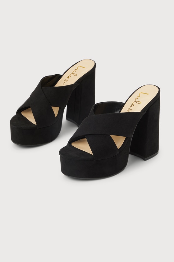 Black Suede Sandals - Platform Sandals - Slide Sandals - Lulus