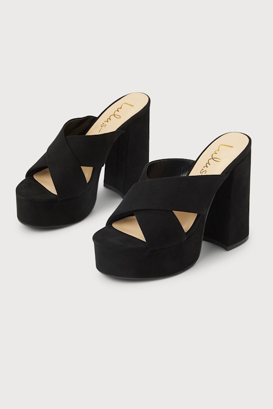 Black Suede Sandals Platform Sandals Slide Sandals Lulus