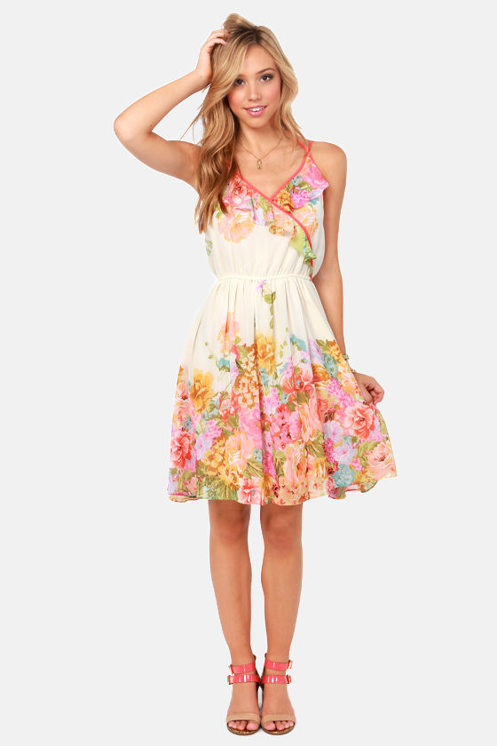 lulus cream floral dress