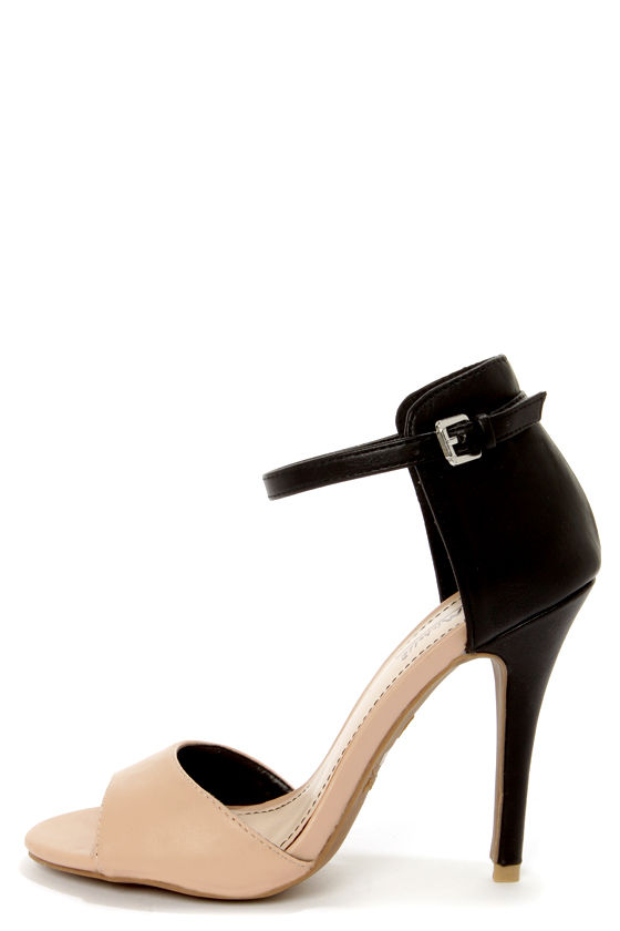 Anne Michelle Enzo 33 Nude and Black High Heels - $28.00 - Lulus