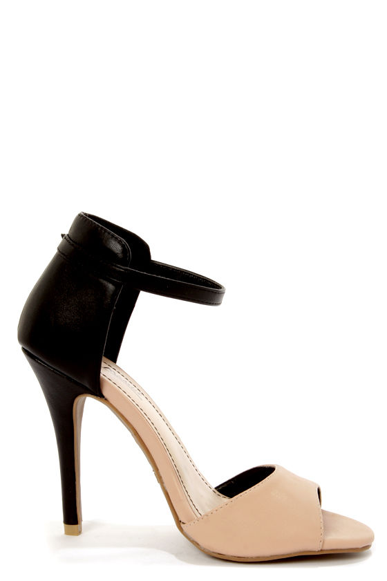 Anne Michelle Enzo 33 Nude and Black High Heels - $28.00