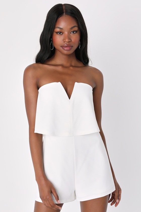 Lulus Power Of Love White Strapless Romper