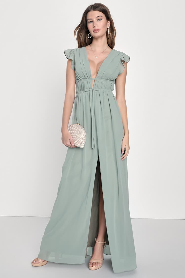 green emerald velvet dress Organic Cotton Boho Maxi Dress for Women - Sage Green Style main image 0