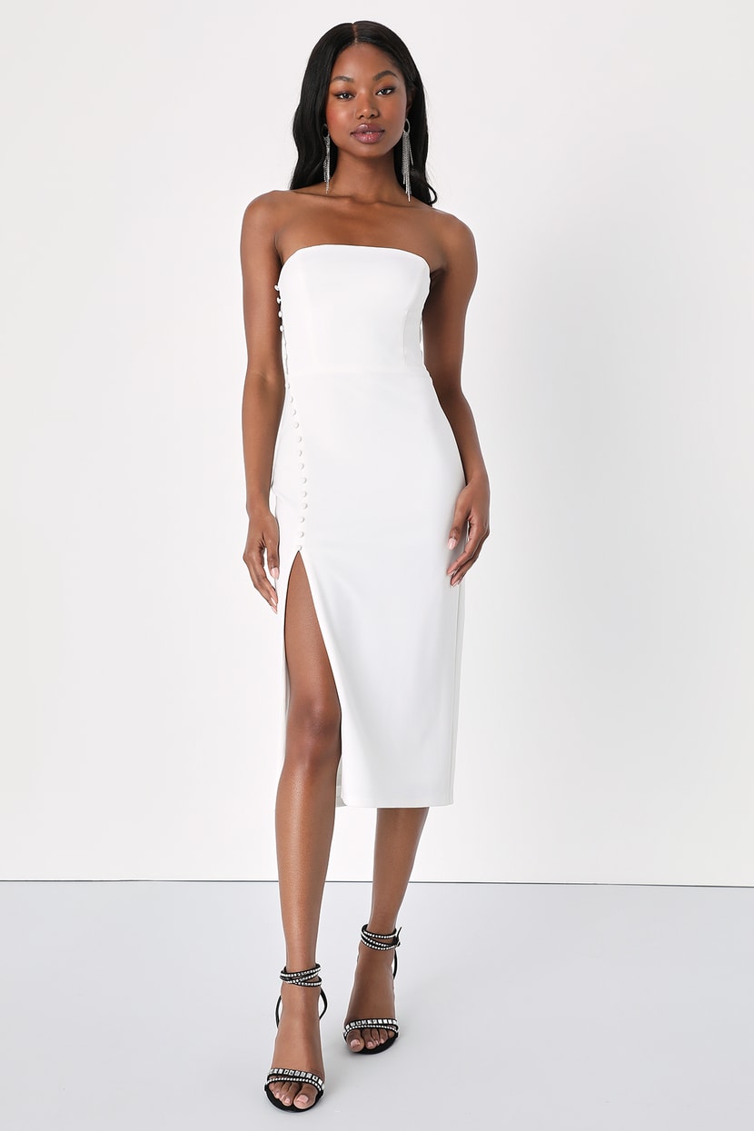 white bodycon maxi