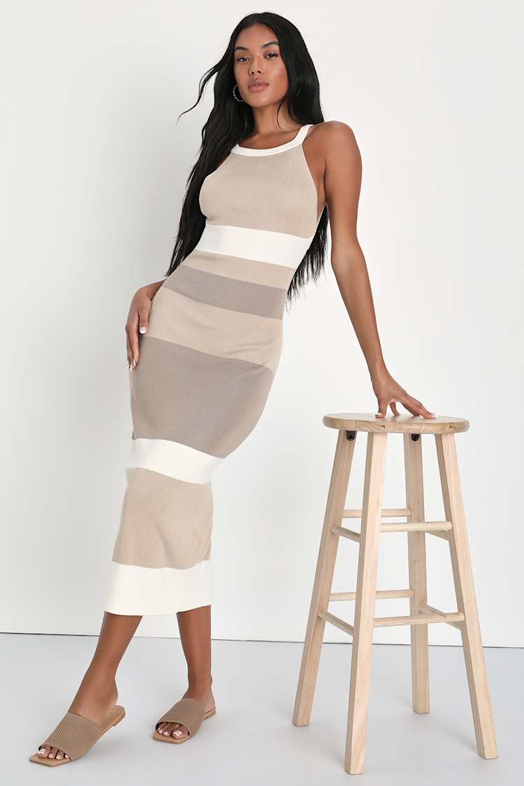 Striped Dress - Bodycon Sweater Dress - Tie-Back Sweater Dress - Lulus Striped Dress - Bodycon Sweater Dress - Tie-Back Sweater Dress - Lulus