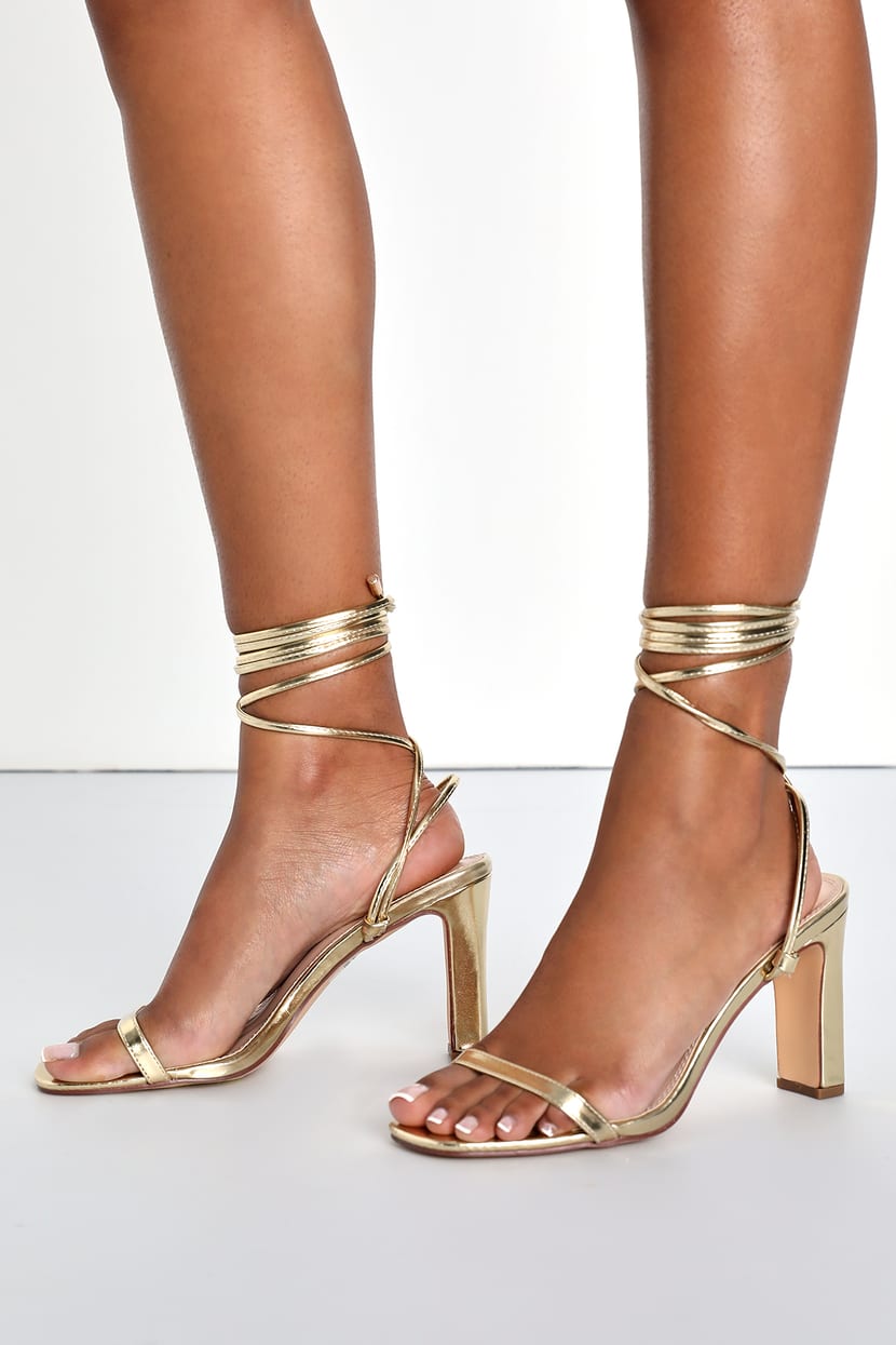 Gold High Heels - Lace-Up Heels - Knotted Heels - High Heels - Lulus