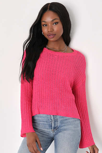 pink and blue sweater