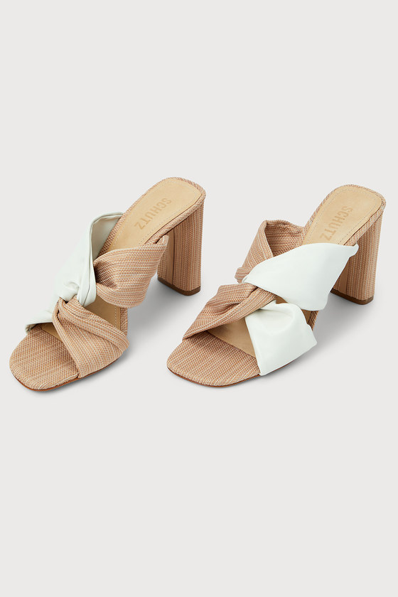 Schutz Wendy Slide Heels - Color Block Heels - Two-Toned