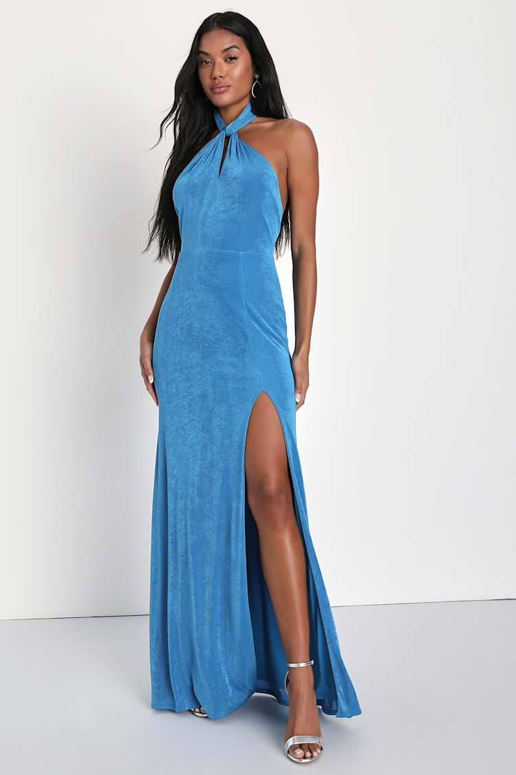 slim fit dress slacks Chic Number Keyhole Halter Dress main image 0