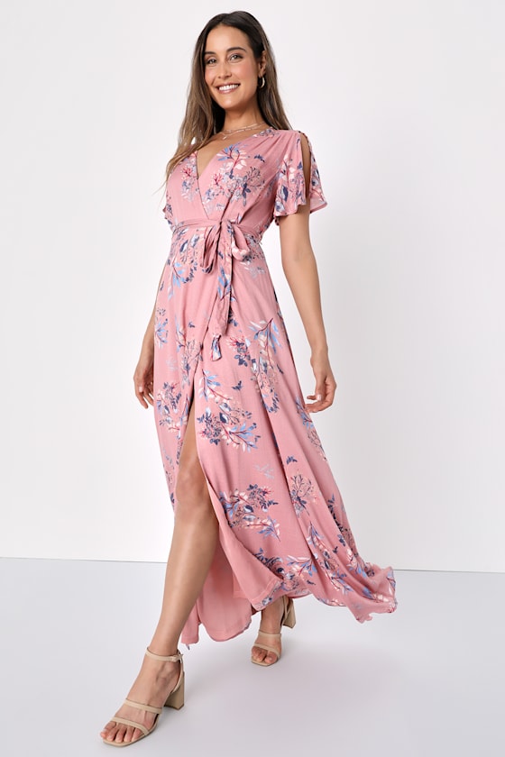 Fiorire Rusty Rose Floral Print Wrap Maxi Dress 9