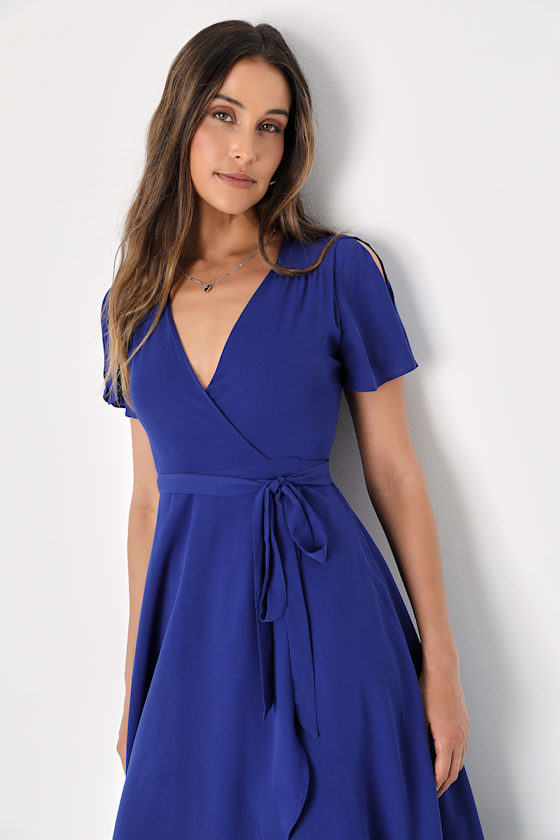Rise to the Occasion Royal Blue Midi Wrap Dress 7