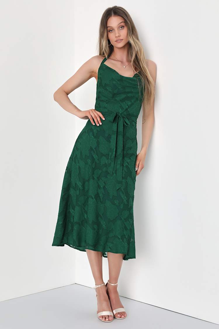 slim fit dress slacks HALTER NECK SLEEVELESS TEA-LENGTH DRESS – Naeem Khan main image 1