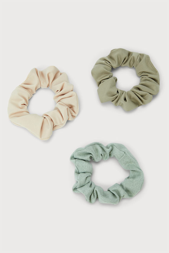 KITSCH Green Multi Scrunchies Scrunchie Set Hair Scrunchies Lulus