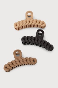Recycled Plastic Neutral Multi 3-Piece Twisted Claw Clip Set