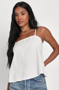 Simply Thriving White Linen Cami Top