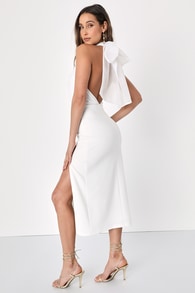 Glamorous Promise White Organza Halter Bodycon Midi Dress
