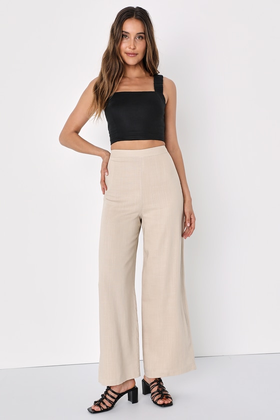 Beige Pants - High-Rise Pants - Wide-Leg Pants - Linen Pants - Lulus