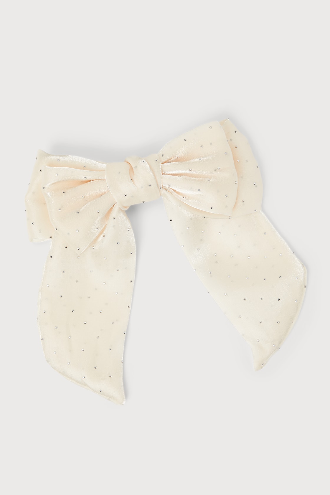 Rhinestone Bow Clip - Cream Bow Clip - Rhinestone Hair Accessory - Lulus