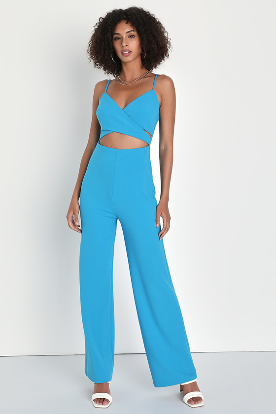 Blue Cutout Jumpsuit - Wide-Leg Jumpsuit - Sleeveless Jumpsuit - Lulus