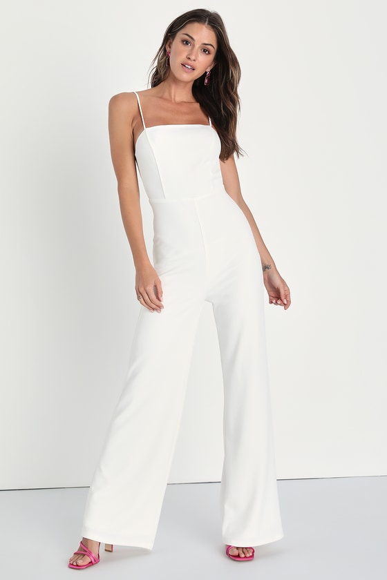 Sexy White Jumpsuit - Wide-Leg Jumpsuit - Strappy Back Jumpsuit - Lulus