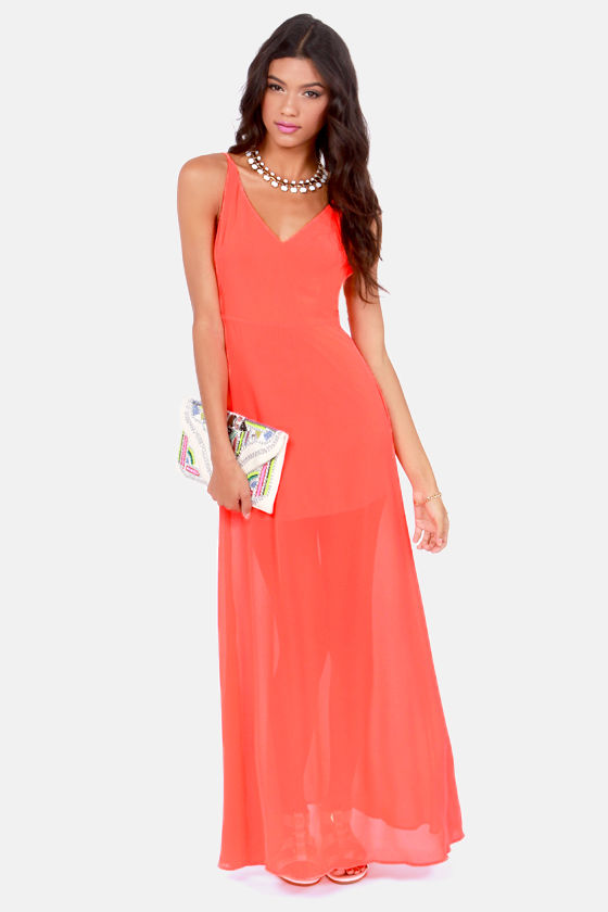 Sexy Neon Orange Dress - Maxi Dress - Backless Dress - $44.00 - Lulus