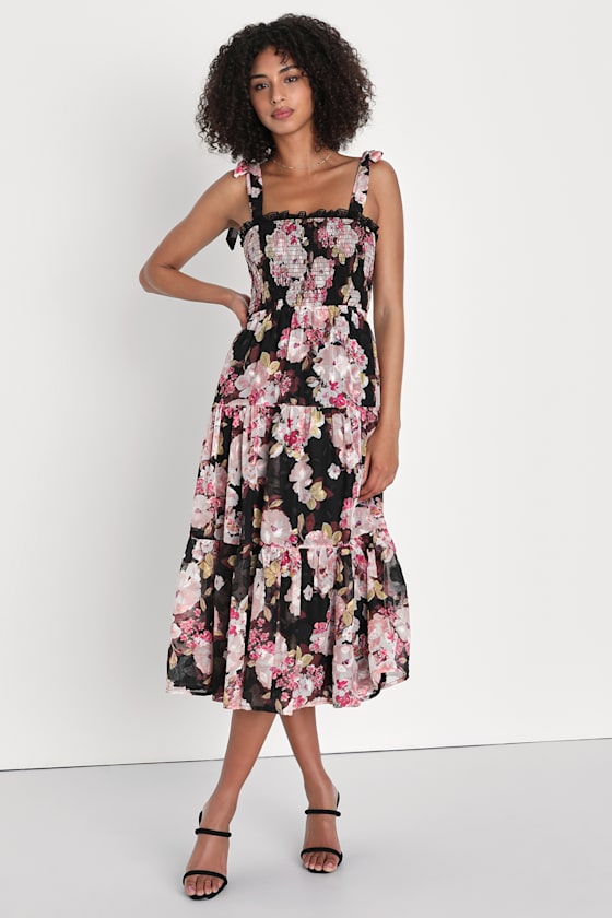 AAYU Black & White Floral Tiered Dress main image 1