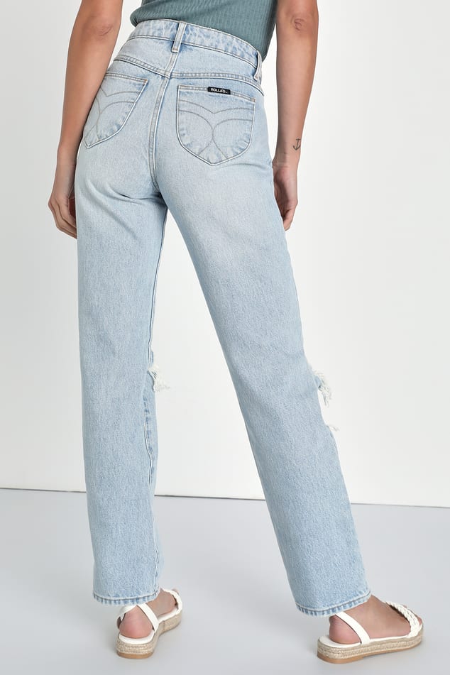 Rolla's Original Straight - Light Wash Jeans - Distressed Jeans - Lulus